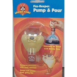 VTG 2000 Looney Tunes Tasmanian Devil Fizz Keeper Pump Cap New Sealed  Jokari